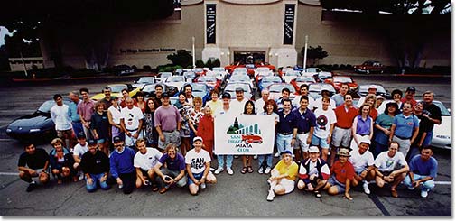 SDMC members gathered at the San Diego Automotive Museum on Labor Day 1996 for a group photo.