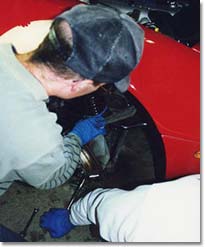 Removing the shock assembly.