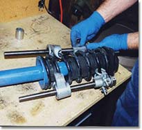 Compressing the spring.